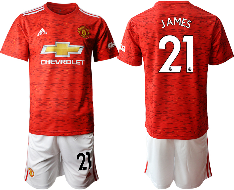 Men 2020-2021 club Manchester United home #21 red Soccer Jerseys